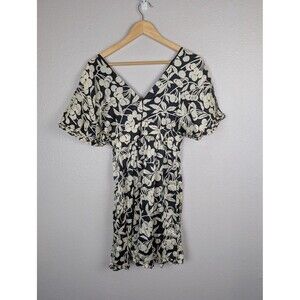 Tibi Dress Womens 2 Silk Cherry Print Short Sleeve V Neck Boho Floral Mb